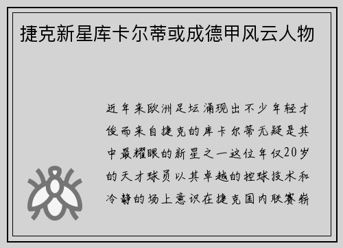 捷克新星库卡尔蒂或成德甲风云人物